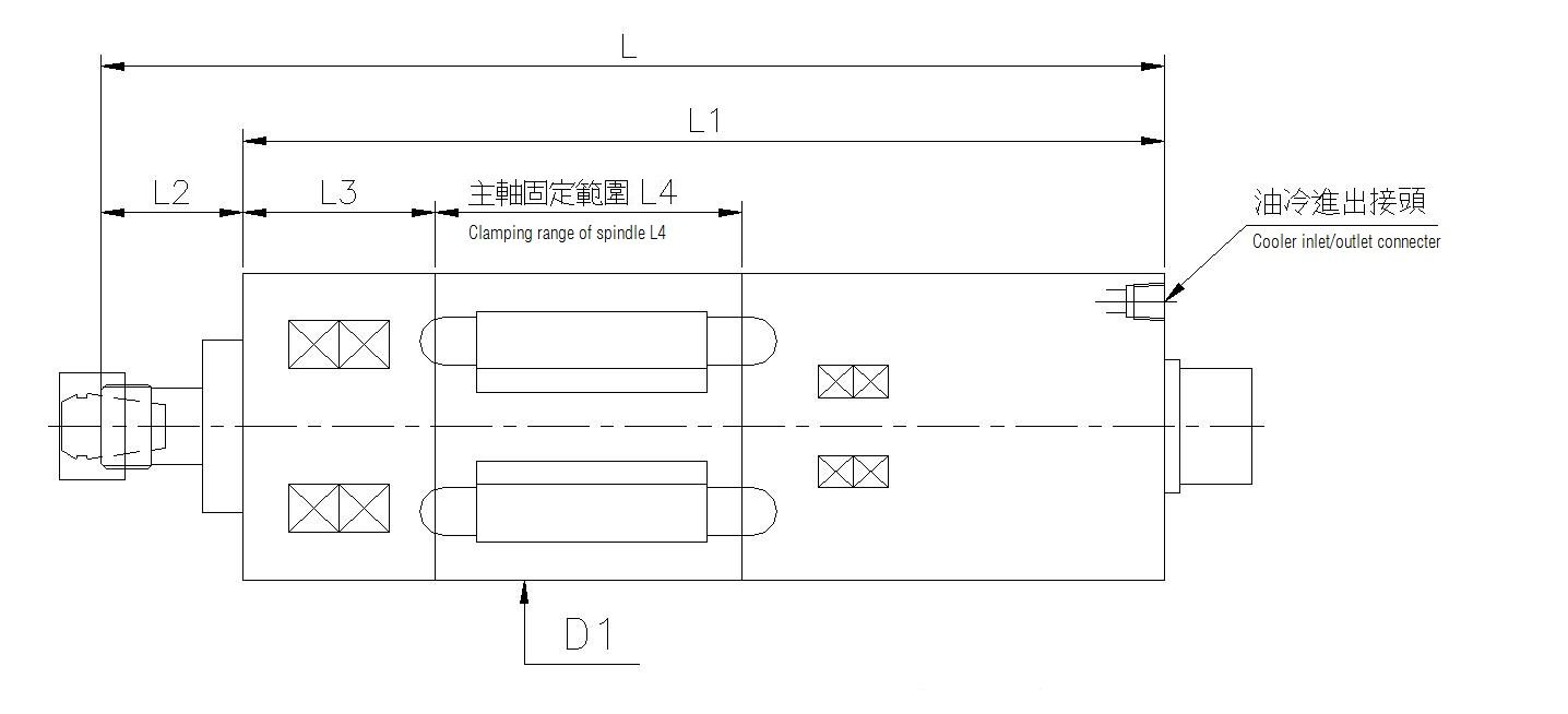 /built-in motor spindle outer dimensions